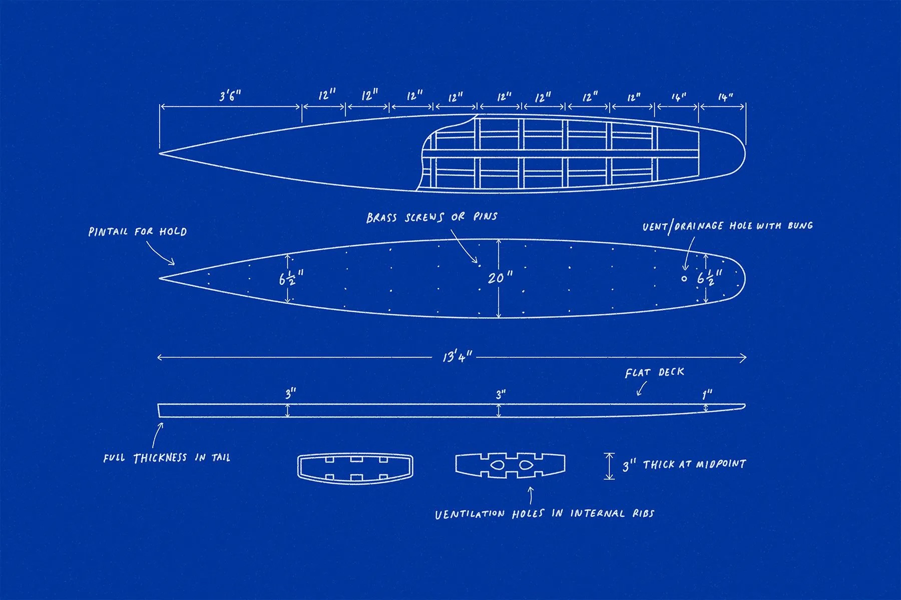 Blueprints for surboard shaping.
